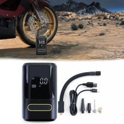 Compresor aer portabil cu baterie, display digital, power bank si lanterna