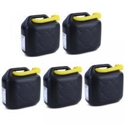 Set 5 canistre combustibil 10L din plastic, omologate UN, negru/galben