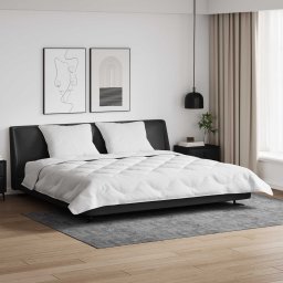 Pilota de iarna cu 2 perne, microfibra alba, 240x260 cm, vidaXL