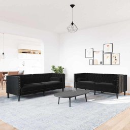 Canapea pentru living 2 pcs Negru 194 x 74,5 x 70,5 cm Catifea GartenMobel Dekor