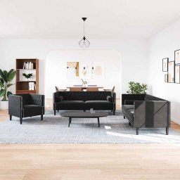 Canapea pentru living 3 pcs Negru 194 x 74,5 x 70,5 cm Catifea GartenMobel Dekor