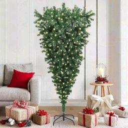 Brad de Craciun artificial cu lumini, cu varful în jos 180 cm GartenMobel Dekor