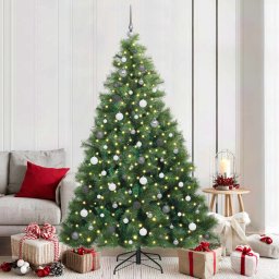 Brad de Craciun artificial cu 300 LED Verde 210 cm PE si PVC GartenMobel Dekor