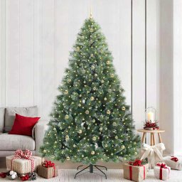 Brad de Craciun artificial cu 300 LED Verde 240 cm PE si PVC GartenMobel Dekor