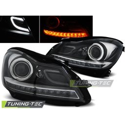 Faruri negre cu LED si proiector pentru Mercedes C-Class W204 2011-2014