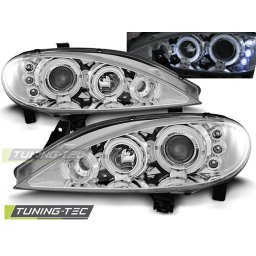Faruri Renault Megane 1999-2002 angel eyes crom, set stanga-dreapta