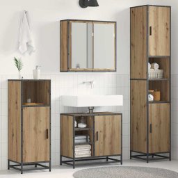 Set de mobilier pentru baie cu raft 3 pcs Stejar Artizanal GartenMobel Dekor