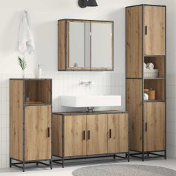 Set de mobilier pentru baie cu raft 3 pcs Stejar Artizanal GartenMobel Dekor