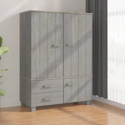 Dulap haine „HAMAR” gri deschis 99x45x137 cm, lemn masiv de pin GartenMobel Dekor