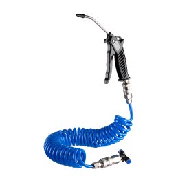 Set pistol de suflat cu furtun spiralat 5 m si cuple 1/4 pentru compresor