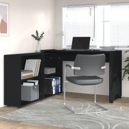 Birou de colt, negru, lemn prelucrat GartenMobel Dekor