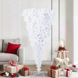 Brad de Craciun artificial cu 300 LED Alb 180 cm PVC si Otel GartenMobel Dekor