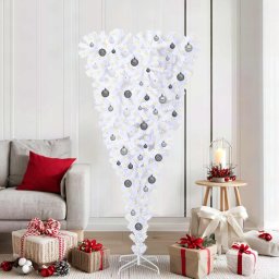 Brad de Craciun artificial cu 300 LED Alb 180 cm PVC si Otel GartenMobel Dekor