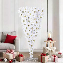 Brad de Craciun artificial cu 300 LED Alb 180 cm PVC si Otel GartenMobel Dekor