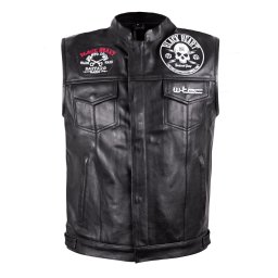 Vesta moto din piele W-TEC Rumbler neagra, stil biker urban