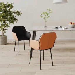 Scaune de bucatarie, 2 buc., negru, textil si piele ecologica GartenMobel Dekor