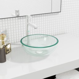 Lavoar din sticla securizata, 30x12 cm, transparent GartenMobel Dekor