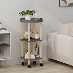 Masa carucior 3 niveluri gri 38x38x82cm lemn prelucrat/lemn pin GartenMobel Dekor
