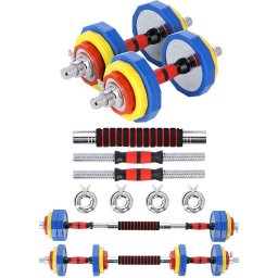 Set haltera si gantere reglabile HMS SKC20, 20 kg, cu adaptor