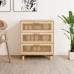 Servanta, maro, 60x30x70 cm, lemn masiv pin si ratan natural GartenMobel Dekor