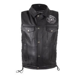 Vesta moto din piele naturala W-TEC Highstake, negru, stil biker