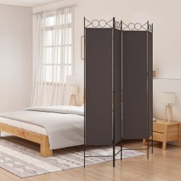 Paravan de camera cu 4 panouri, maro, 160x200 cm, textil GartenMobel Dekor