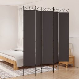Paravan de camera cu 5 panouri, maro, 200x220 cm, textil GartenMobel Dekor