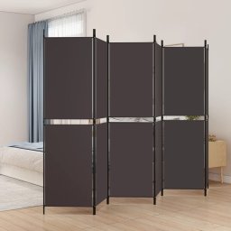 Paravan de camera cu 6 panouri, maro, 300 x 180 cm, textil GartenMobel Dekor