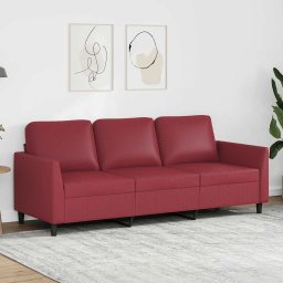 Canapea cu 3 locuri, rosu vin, 180 cm, piele ecologica GartenMobel Dekor