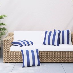 Perne decorative, 4 buc., albastru si alb, 40x40 cm, textil GartenMobel Dekor