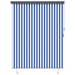 Rulou textil Albastru si Alb 200 x 250 cm Tesatura si Aluminiu GartenMobel Dekor