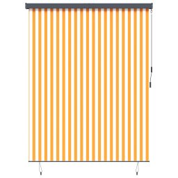 Rulou textil cu perdele Dungi Alb si Portocaliu 200 x 250 cm GartenMobel Dekor
