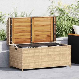 Banca depozitare gradina, bej mix 100x50x52 cm poliratan/acacia GartenMobel Dekor