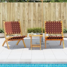 Scaune de gradina pliante 2 buc. rosu lemn masiv acacia/textil GartenMobel Dekor