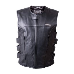 Vesta moto din piele W-TEC Trabacho, neagra, ajustabila