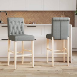 Scaune de bar, 2 buc., lemn masiv de hevea si textil GartenMobel Dekor