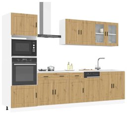 Set dulap de bucatarie 7 piese „Kalmar” stejar artizanal lemn GartenMobel Dekor