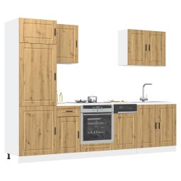 Set dulap de bucatarie 7 piese „Kalmar” stejar artizanal lemn GartenMobel Dekor