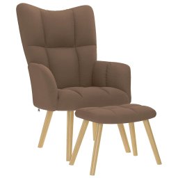 Scaun de relaxare cu taburet, maro, textil GartenMobel Dekor