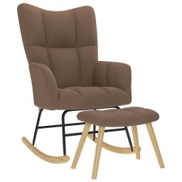 Scaun balansoar cu suport picioare, maro, material textil GartenMobel Dekor