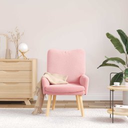 fotoliu Roz 63 x 67 x 94 cm Tesatura de Oaie si Plywood GartenMobel Dekor