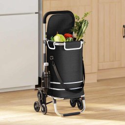 Carucior de cumparaturi Negru 47 x 39 x 100,5 cm Tafeta Oxford GartenMobel Dekor