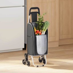 Carucior de cumparaturi Negru 39,5 x 33 x 93 cm Tafeta Oxford GartenMobel Dekor