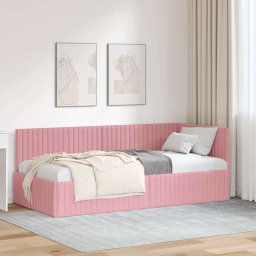 Cadru de pat coltar cu headboard Roz 90 cm x 200 cm Catifea GartenMobel Dekor