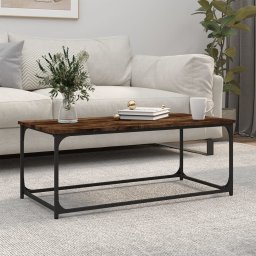 Masuta cafea stejar fumuriu 102x50x40 cm lemn prelucrat si fier GartenMobel Dekor