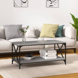 Masuta cafea, gri sonoma, 100x50x45 cm lemn prelucrat si fier GartenMobel Dekor