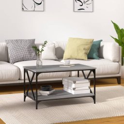 Masuta cafea, gri sonoma, 80x50x45 cm lemn prelucrat si fier GartenMobel Dekor