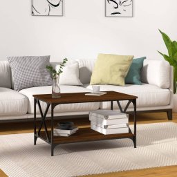Masuta cafea, stejar maro, 80x50x45 cm lemn prelucrat si fier GartenMobel Dekor