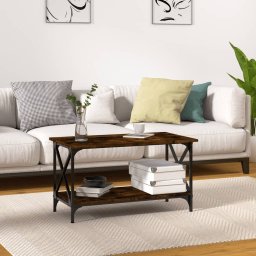 Masuta cafea, stejar fumuriu 80x45x45 cm lemn prelucrat si fier GartenMobel Dekor