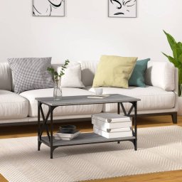 Masuta cafea, gri sonoma, 80x45x45 cm, lemn prelucrat si fier GartenMobel Dekor